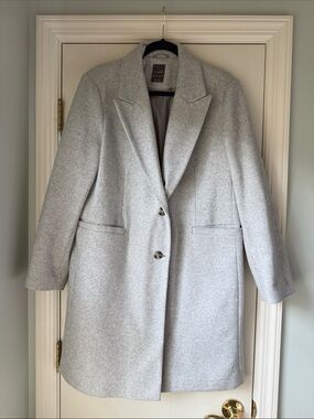 Primark Light Gray Tailored Single-Breasted  Women’s Coat - Size 12